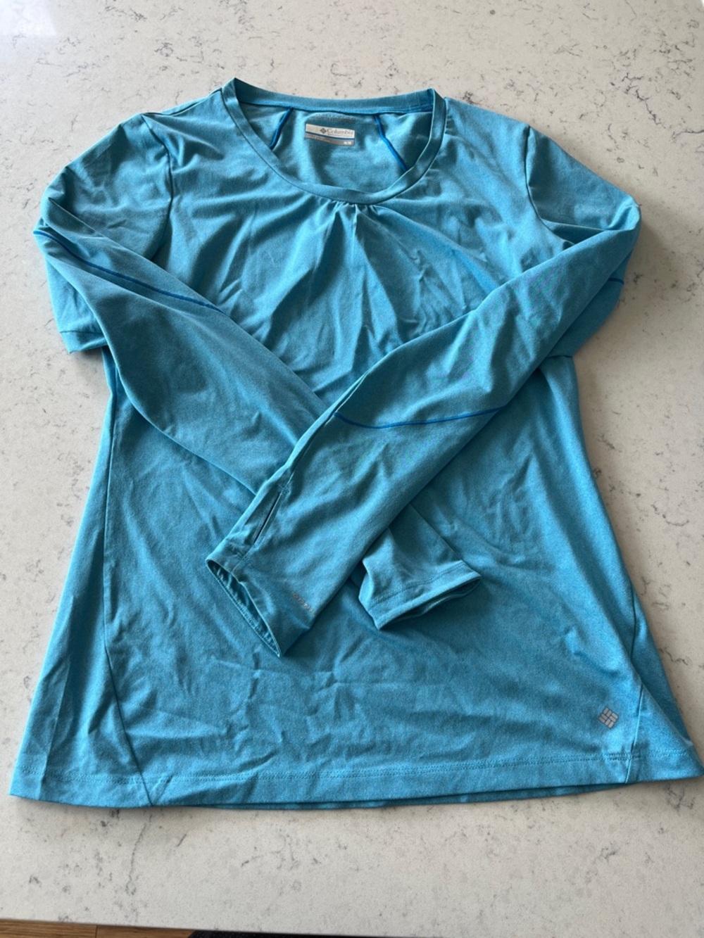 Columbia Long Sleeve Crew Neck Top - Aqua Blue